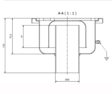 Bodenablauf Edelstahl 150 x 150 mm Abgang senkrecht DN 50 mit Diebstahlschutz